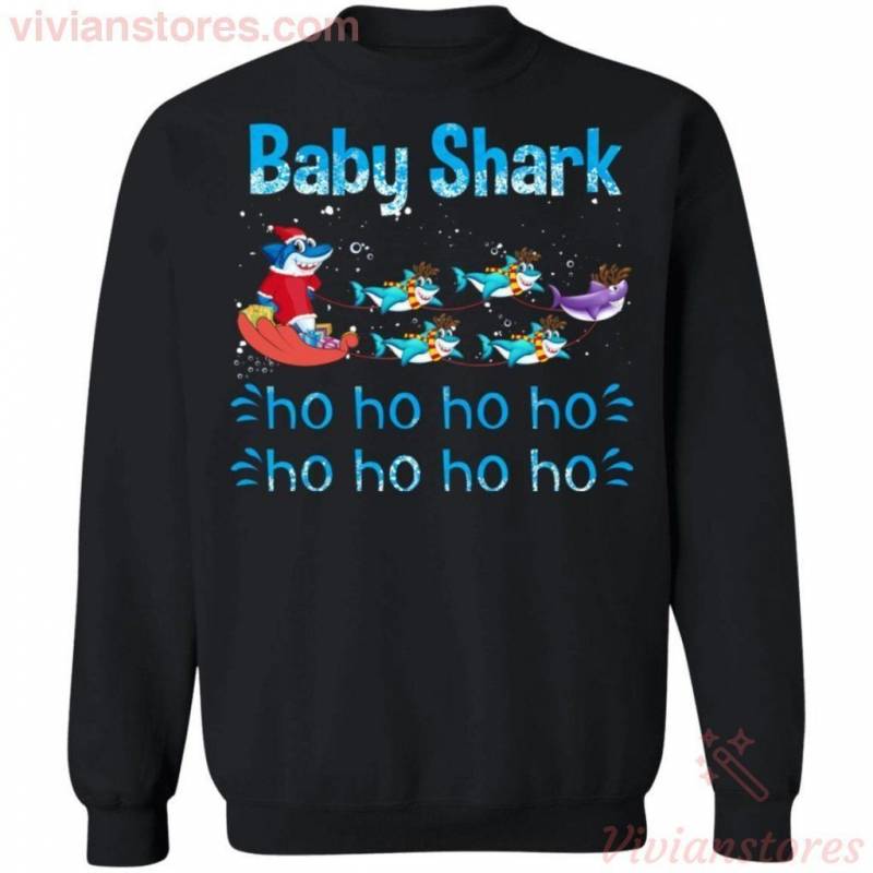 Baby Shark Ho Ho Ho Santa Shark Family Christmas Sweatshirt Funny Gift MT10