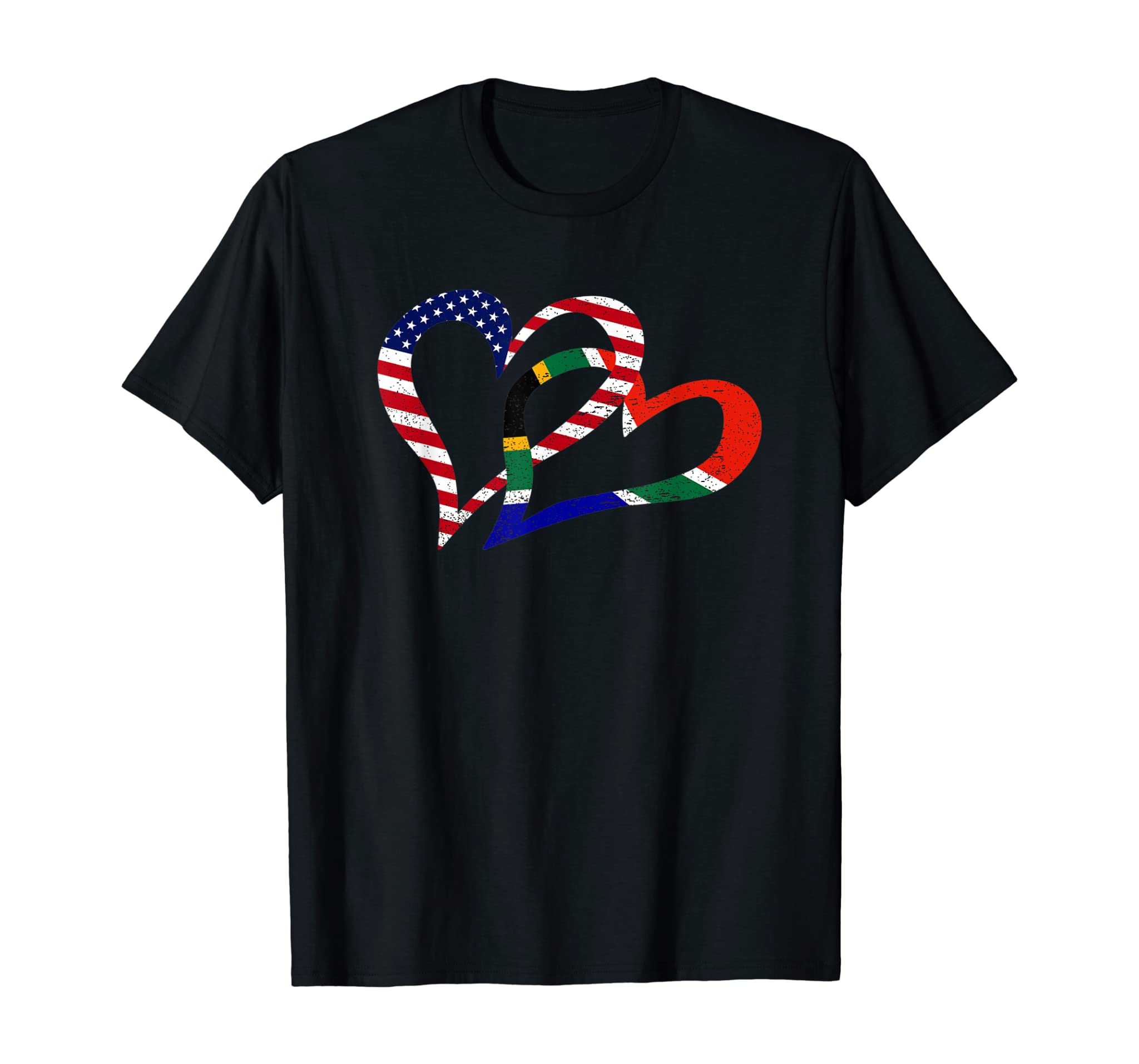 Love Heart South Africa African USA Americans Flag Colors T-Shirt