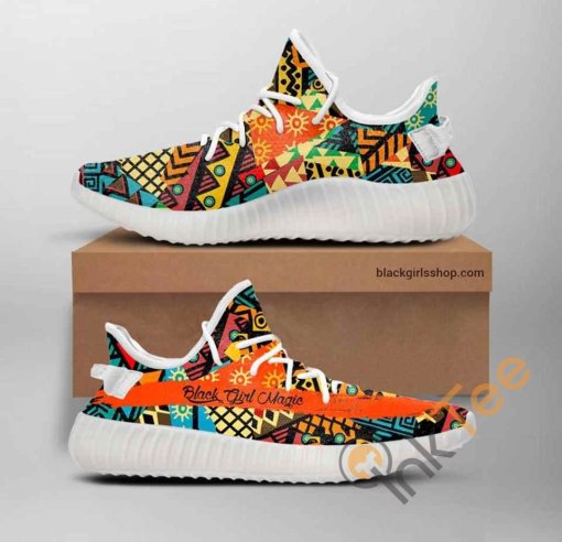 Black Girl Magic Pattern Custom Custom Shoes Personalized Name Yeezy Sneakers