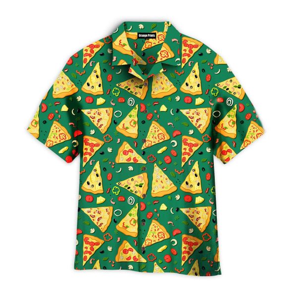 Slice Pizza On Green Pattern Hawaii Shirt For Men Women Ha11344