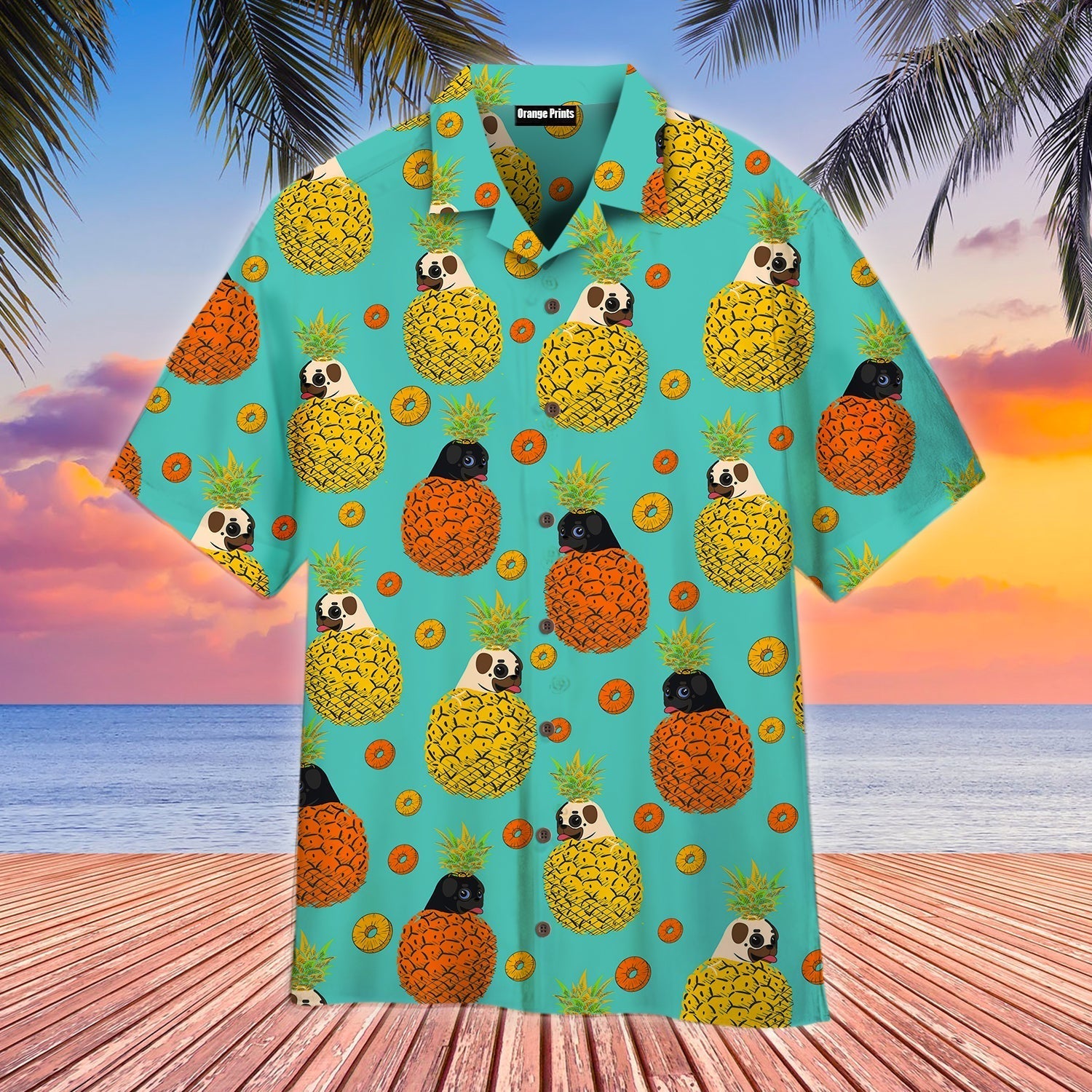 Dog In Juicy Pineapple Print Aloha Hawaii Shirts For Men Women Ha26317