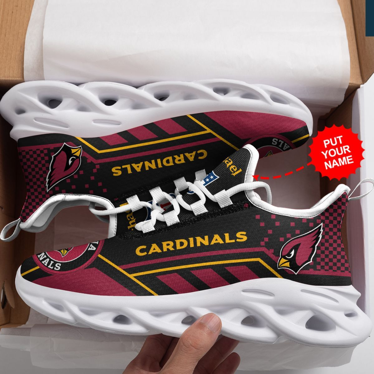 Arizona Cardinals Custom Name  Max Soul Sneaker Shoes For Fan