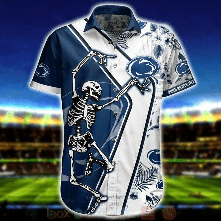 NCAA Penn State Nittany Lions Skellingon Blue White Hawaiian Shirt