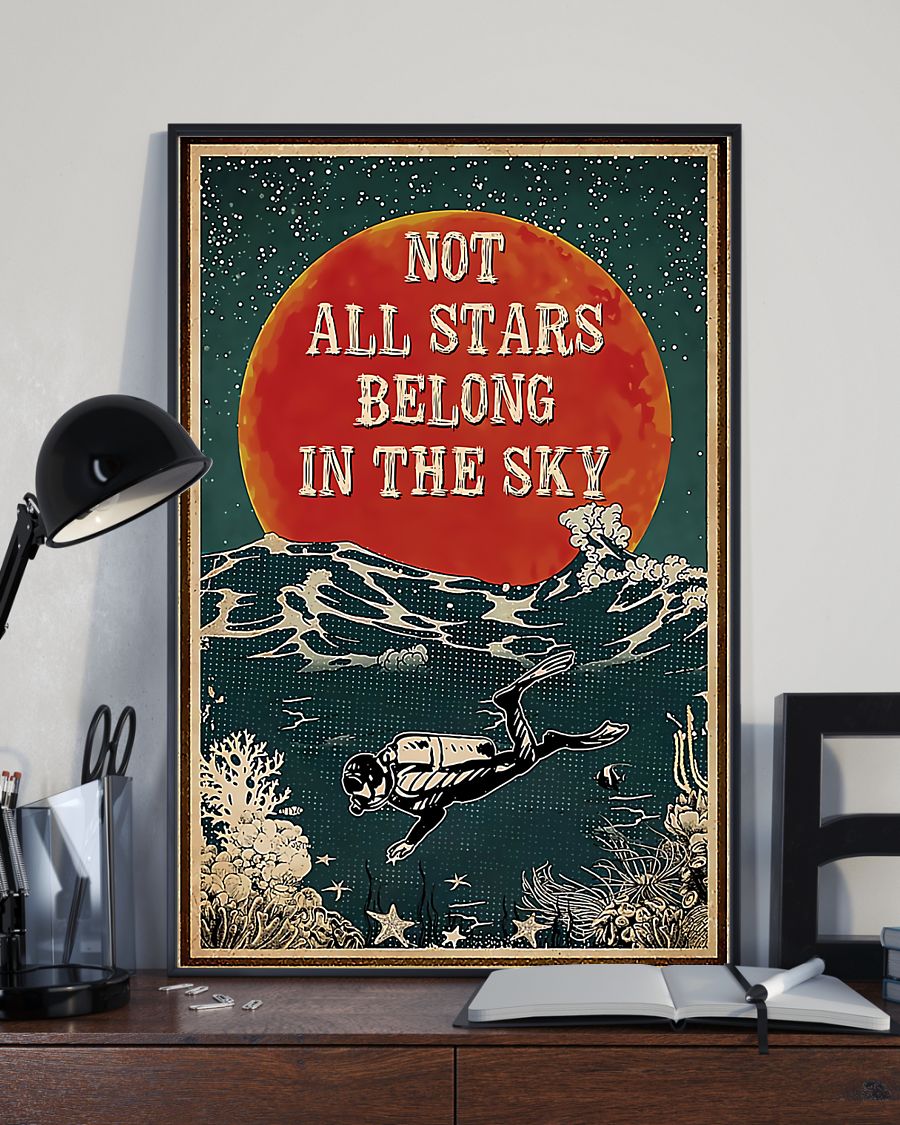Scuba Diving – Not All Stars Belong In The Sky Vertical Canvas And Poster | Wall Decor Visual Art