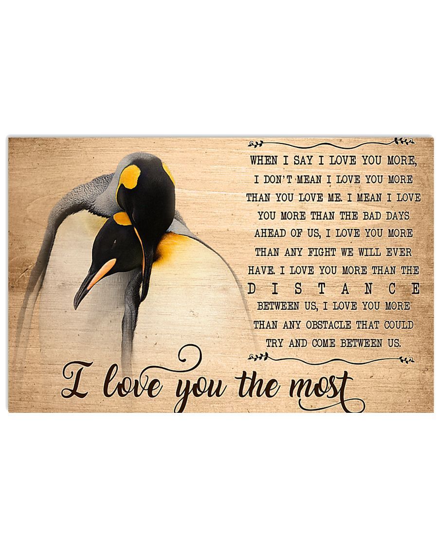 Penguin Canvas I Love You The Most Giving Wife Horizontal Poster