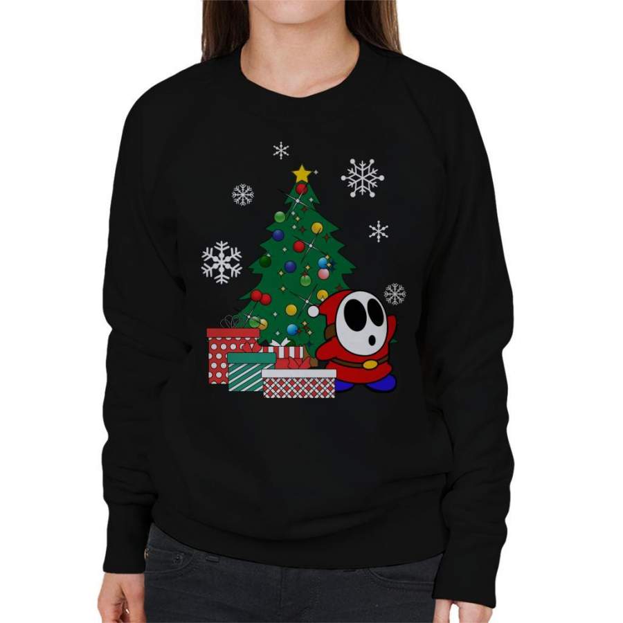 Shy Guy Around The Christmas Tree Mario Women’s Sweatshirt