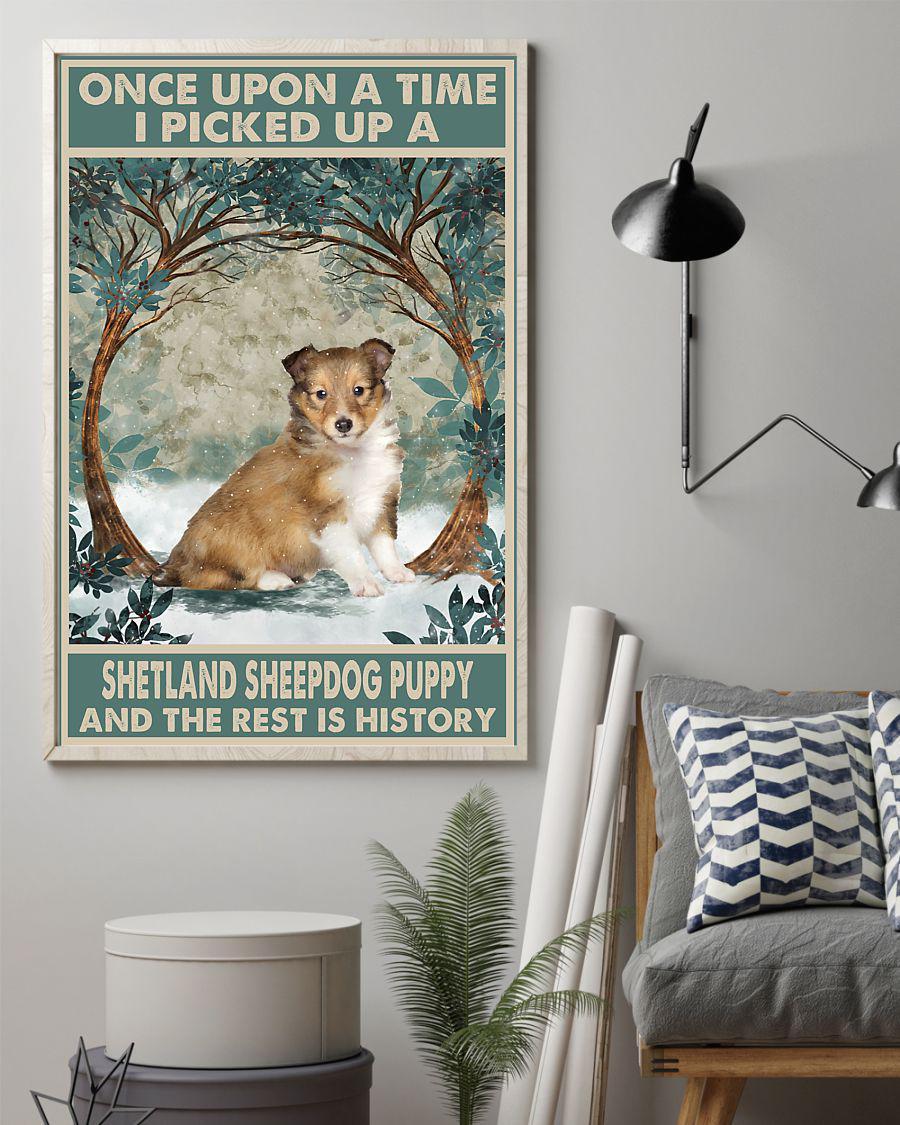 Shetland Sheepdog Puppy Once Upon A Time Portrait Poster & Canvas Gift For Dog Lover Friend Family Birthday Home Decor Wall Art Visual Art