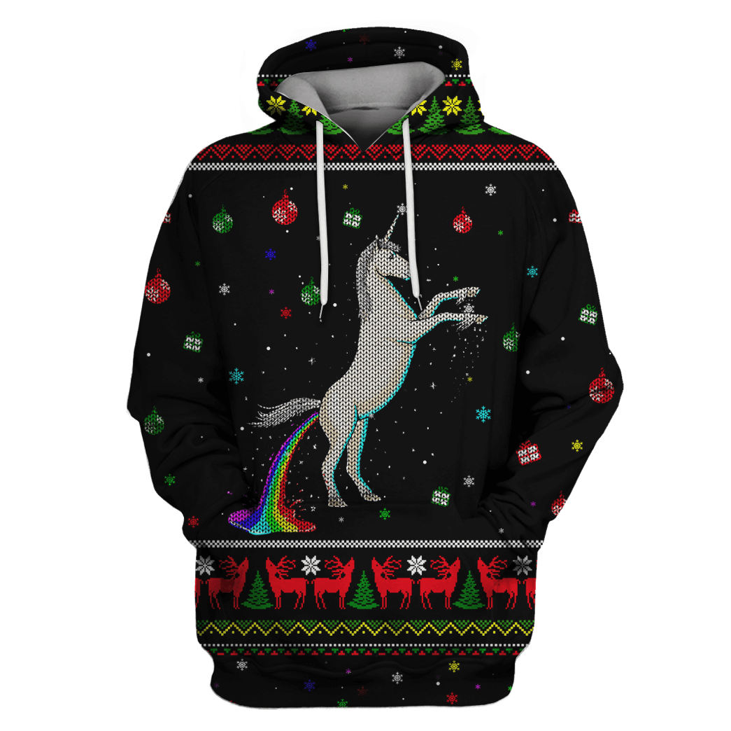 Unicorn Shitting Rainbows At Christmas Custom T-Shirt – Hoodies Apparel