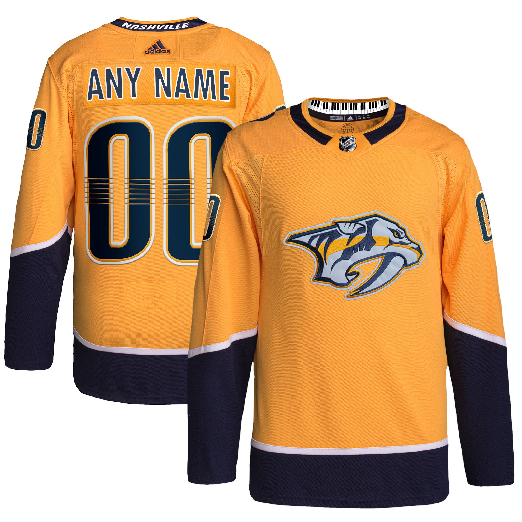 Nashville Predators Home Primegreen Authentic Custom Jersey – Gold