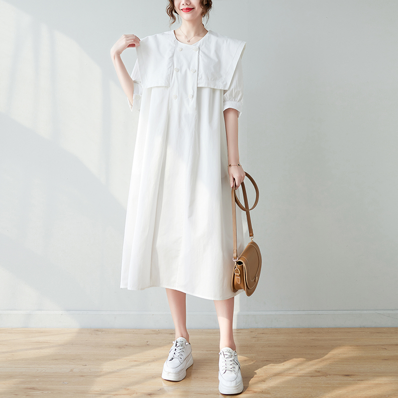 2022 New Arrival Japanese College Style Sailor Collar Sweet Girl’s Chic Summer Dress Street Fashion Women Casual Midi Dress alx