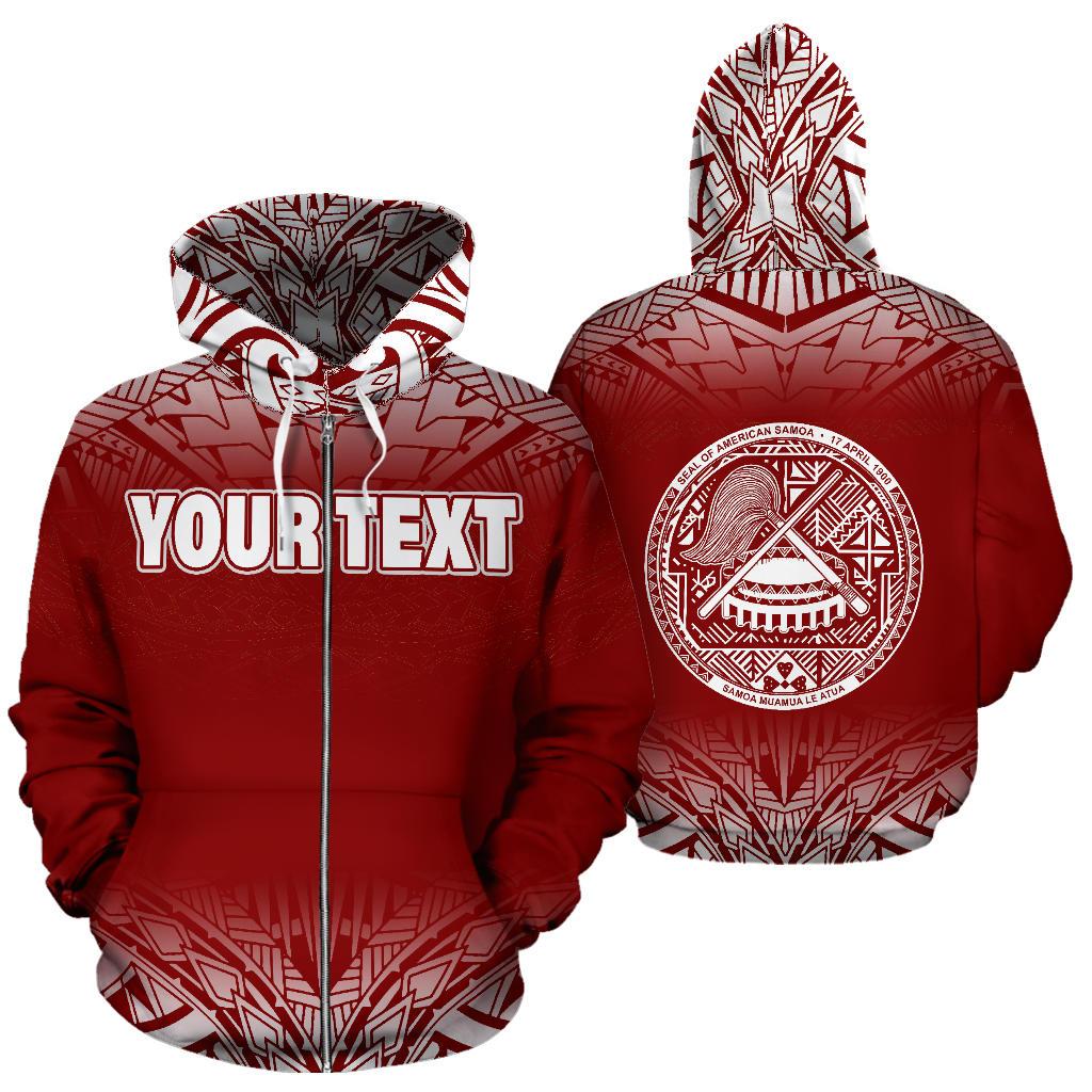 American Samoa All Over Custom Personalised Zip-Up Hoodie – Polynesian Red Fog – BN09