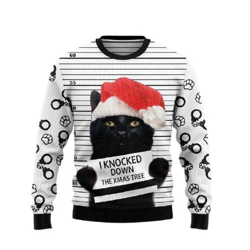 Best Hoodie  Black Cat Knocked Down Christmas Ugly Sweater Hn1512103 , 3D Hoodie