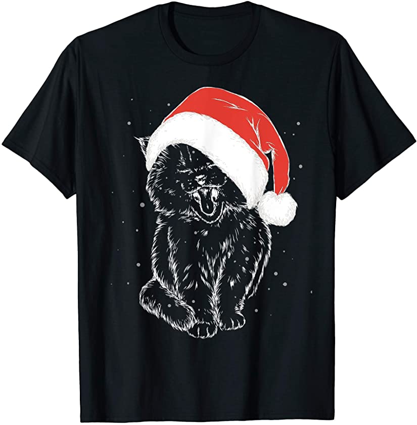 Cute Kitty Santa’s Hat Christmas Cat Kitten Lover Xmas Gift T-Shirt