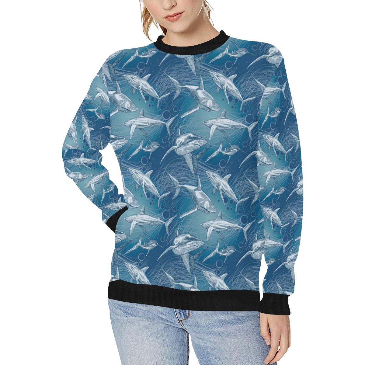 Shark hand drawn Women’s Crew Neck Sweatshirt