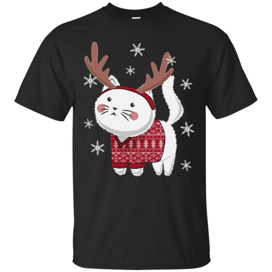 Ugly Christmas Sweater Cat Reindeer Antlers Headband Shirt