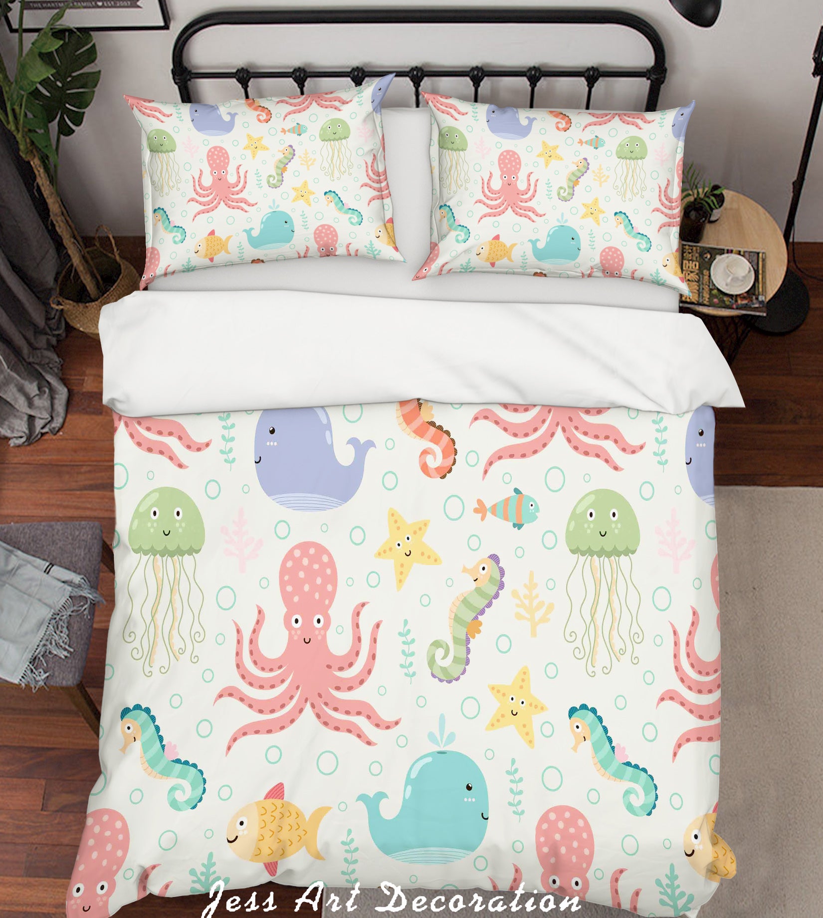 3D Colorful Marine Animal Pattern Quilt Cover Set Bedding Set Pillowcases  9