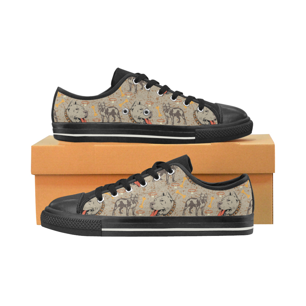 Pitbull Pattern Black Women’s Classic Canvas Shoes