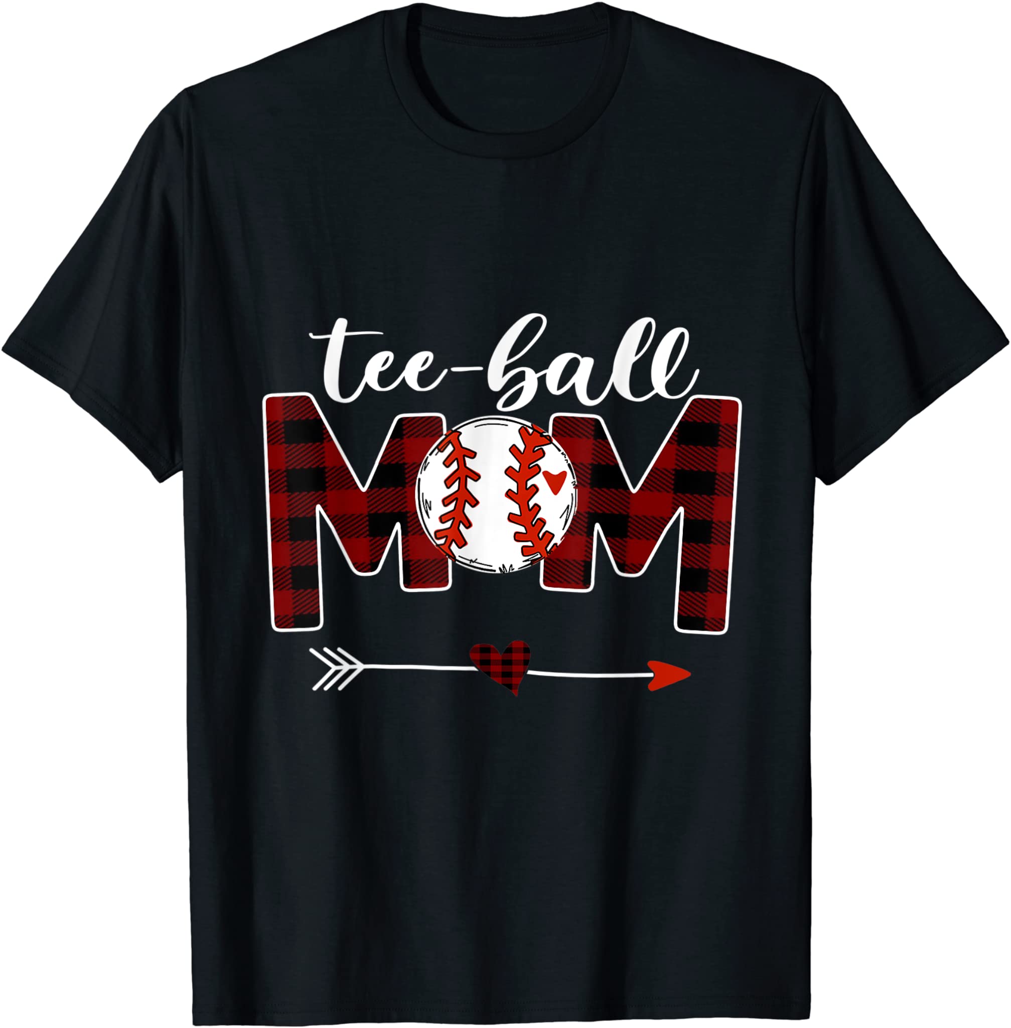 Tee-Ball Mom Buffalo Plaid Funny Tee-Ball Mom Mother’S Day