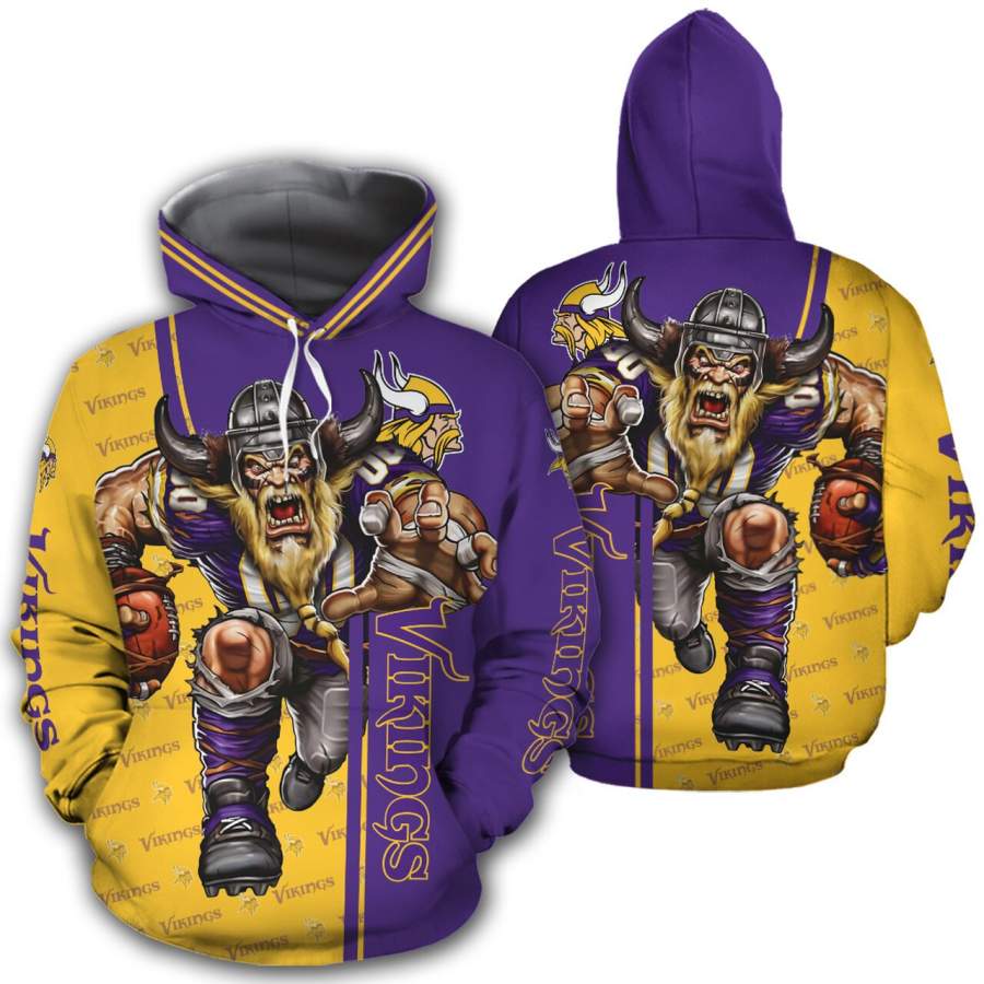 Minnesota Vikings Men’s Hoodies Mascot 3D Ultra Cool