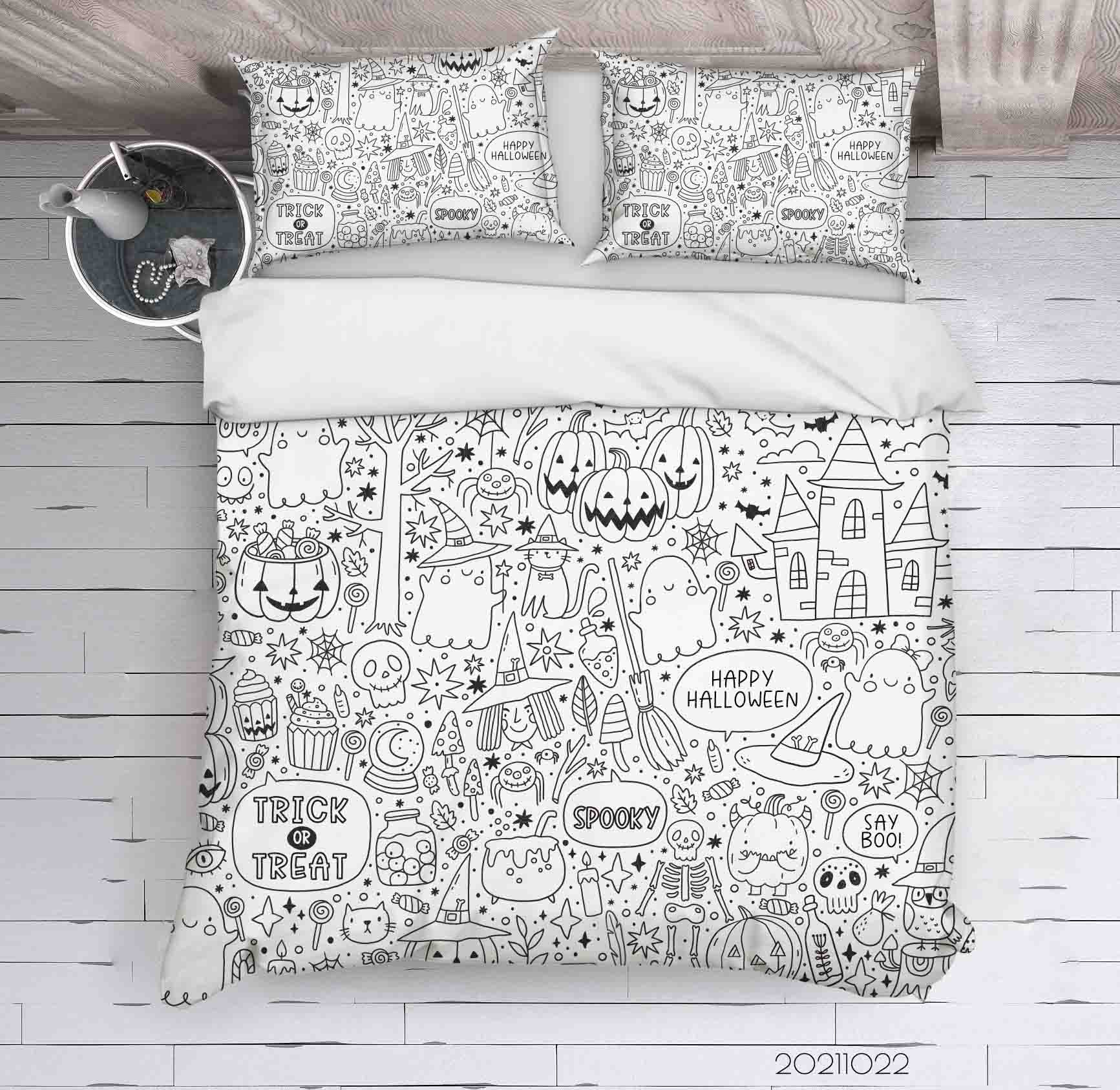 3D Halloween Decoration Doodle Quilt Cover Set Bedding Set Duvet Cover Pillowcases 88