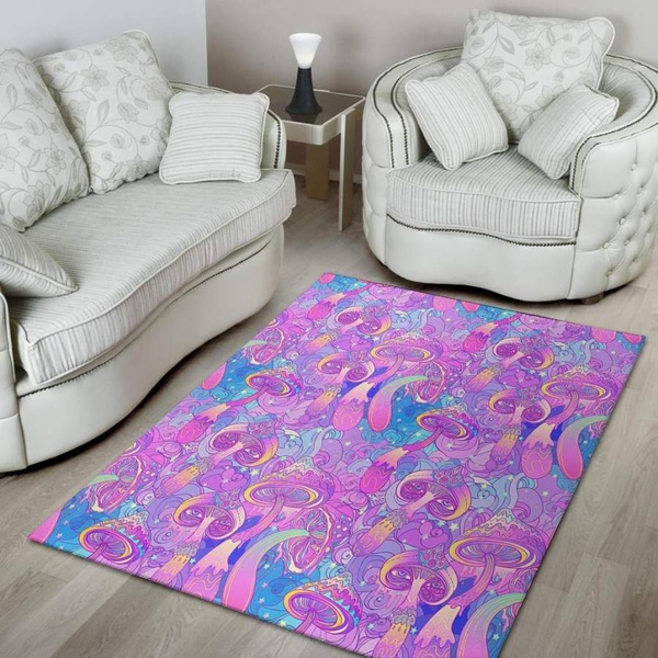 Mushroom Psychedelic Trippy Area Rug