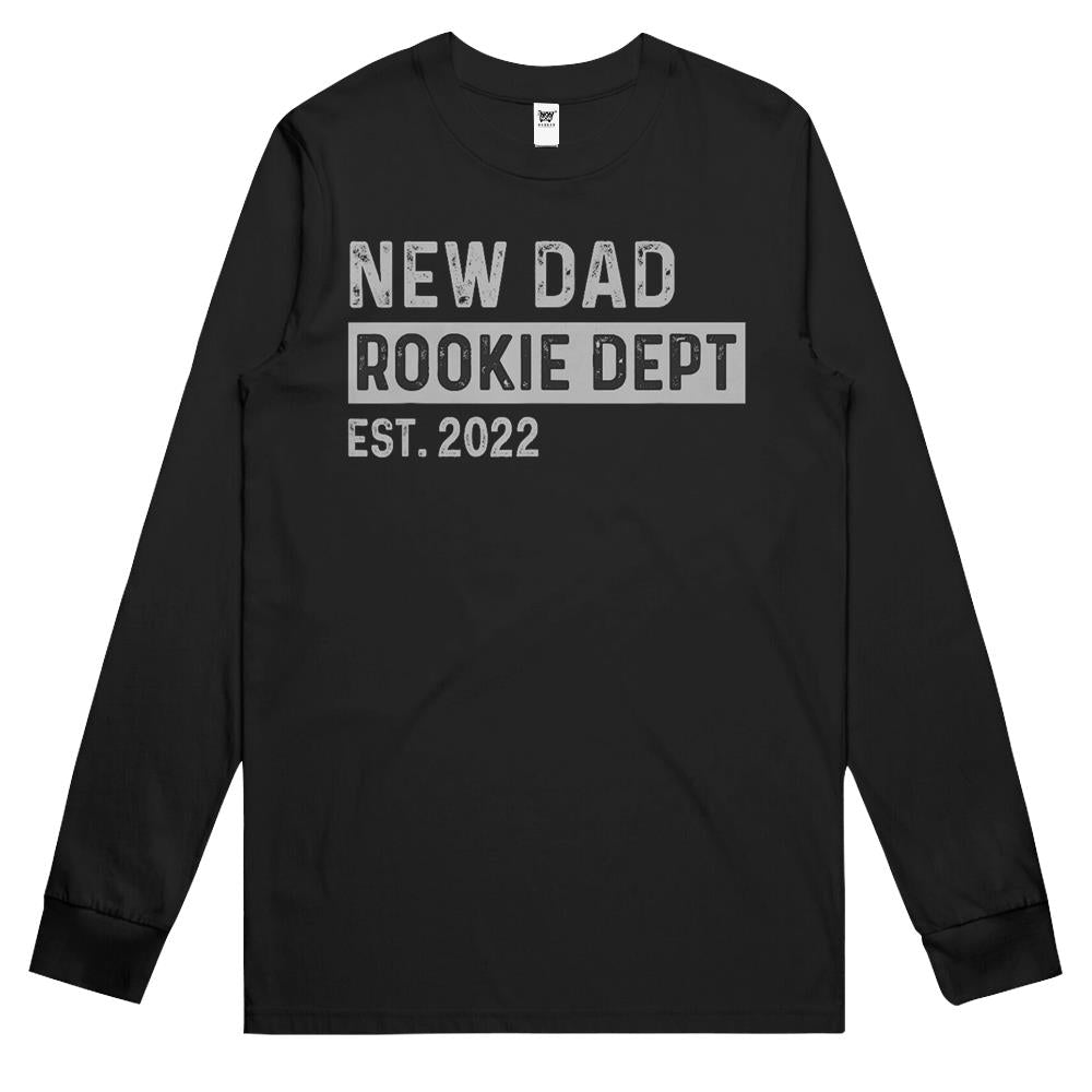 Mens New Dad Rookie Dept 2022 Soon To Be Dad Husband Funny Gift Long Sleeve T Shirts