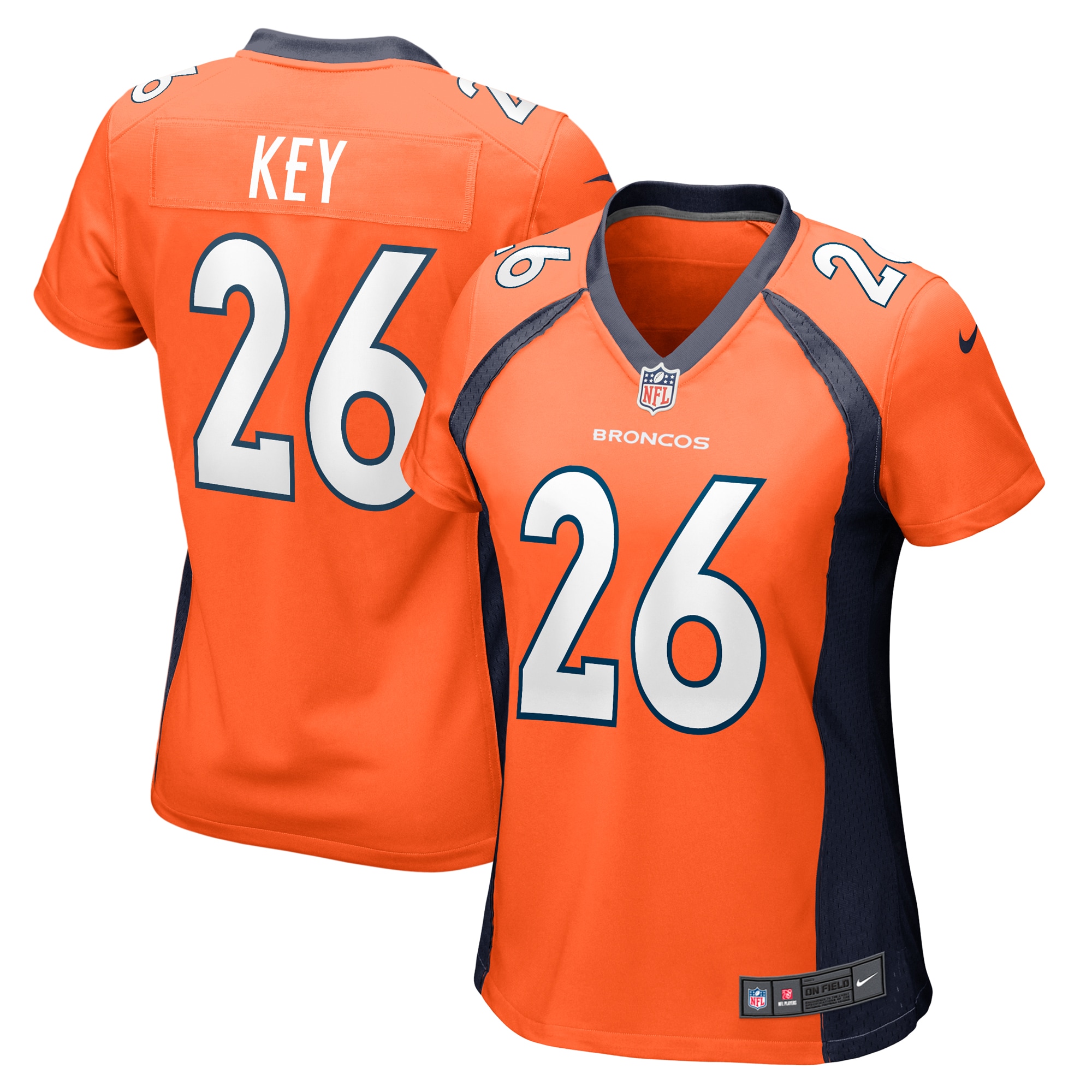 Women’s Denver Broncos Devon Key  Orange Team Game Jersey 2