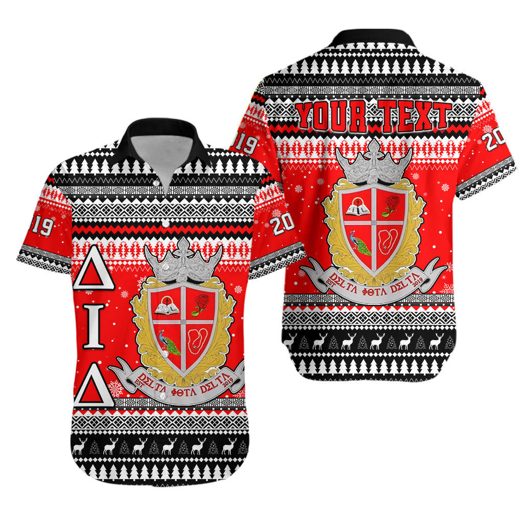 (Custom Personalised) Delta Iota Delta Christmas Hawaiian Shirt African Pattern Lt13