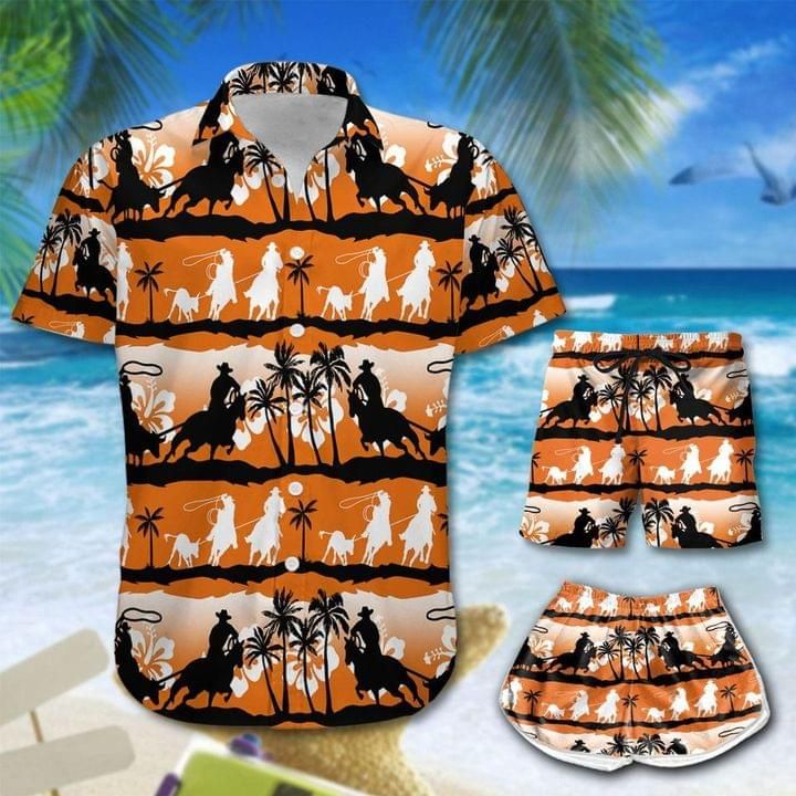 Cowboy Hawaiian Shirt And Short Ha54386