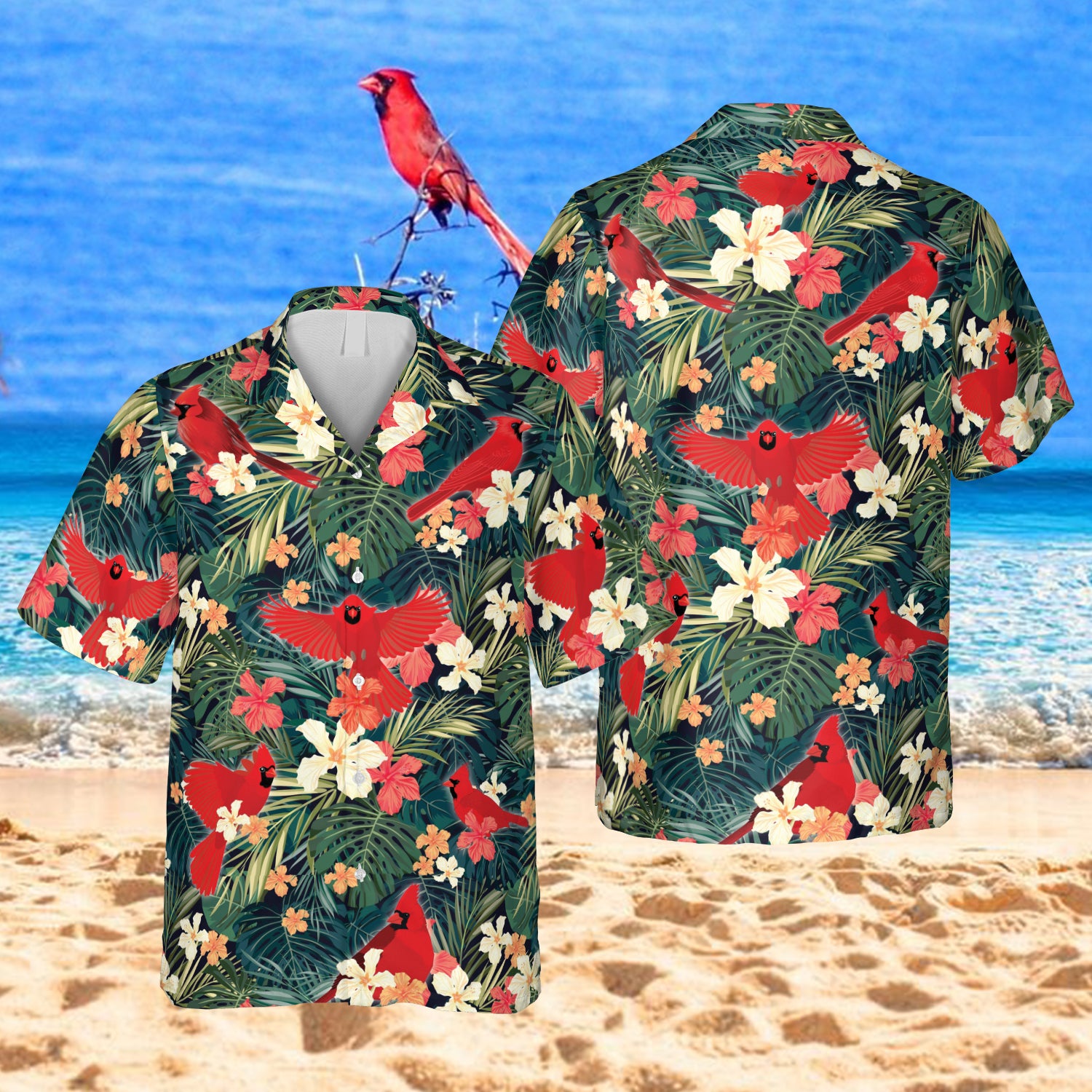 Cardinal Birds Tropical Hawaii Reyn Spooner Shirts For Husband Ha27399