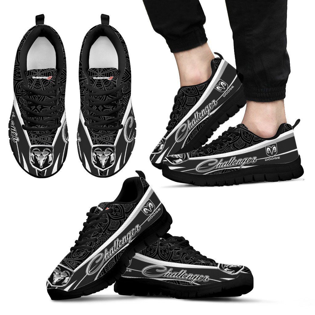 3D Printed Dodge Challenger  Sneakers Ver 5 For Men & Women (Black)