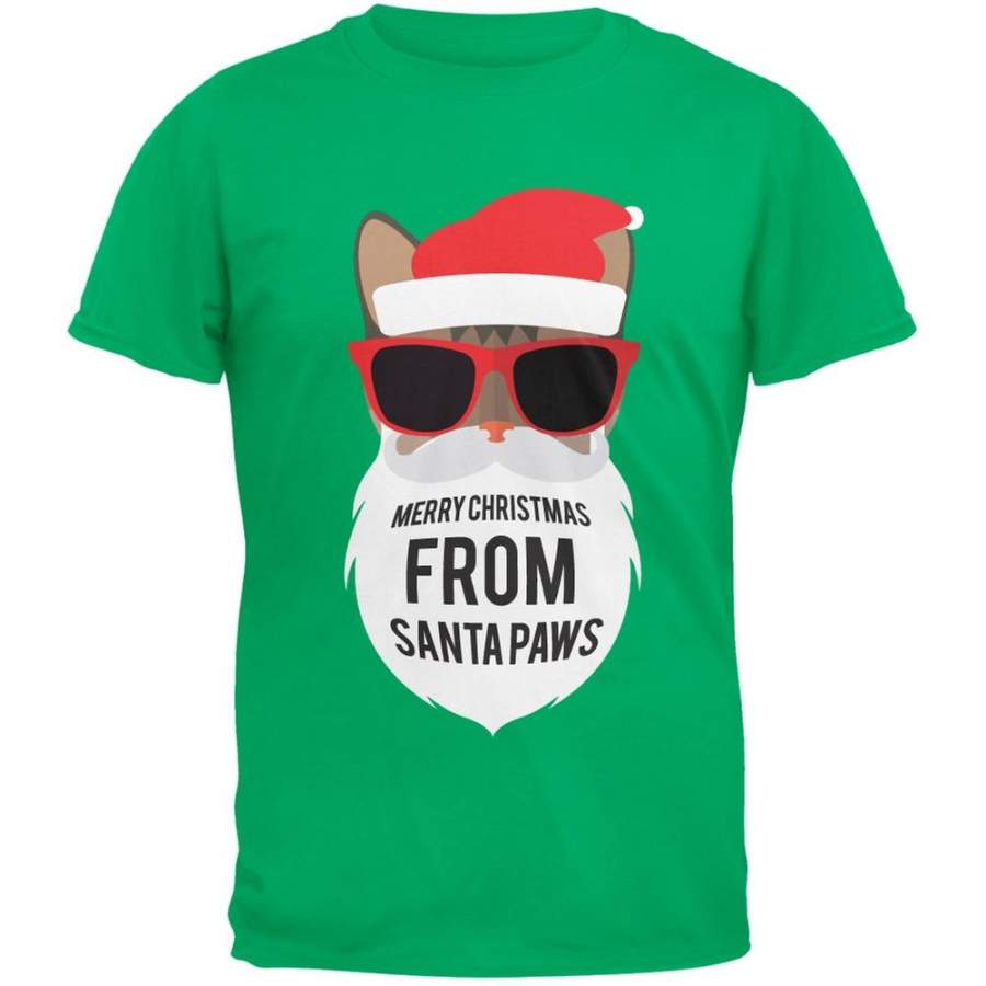 Cat Santa Ugly Christmas Sweater Green T-Shirt