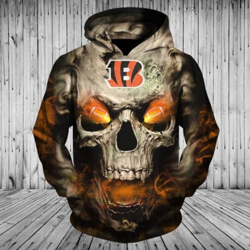 Skull cincinnati bengals full printing shirt – maria