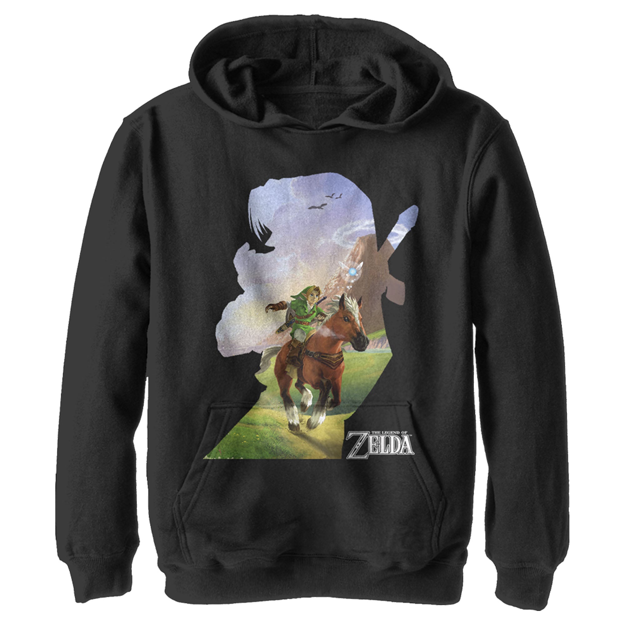 Boy’S Nintendo Legend Of Zelda Link Silhouette Pull Over Hoodie