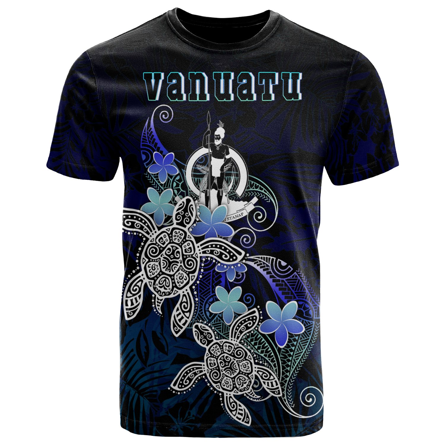 Vanuatu Polynesian T-Shirt – Blue Turtle Couple – BN22