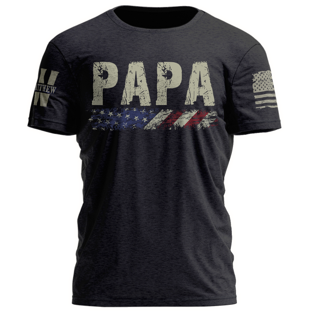 Customized Nickname Grunge Style American Flag Grandpa Men’S T-Shirt, Father’S Day Shirt