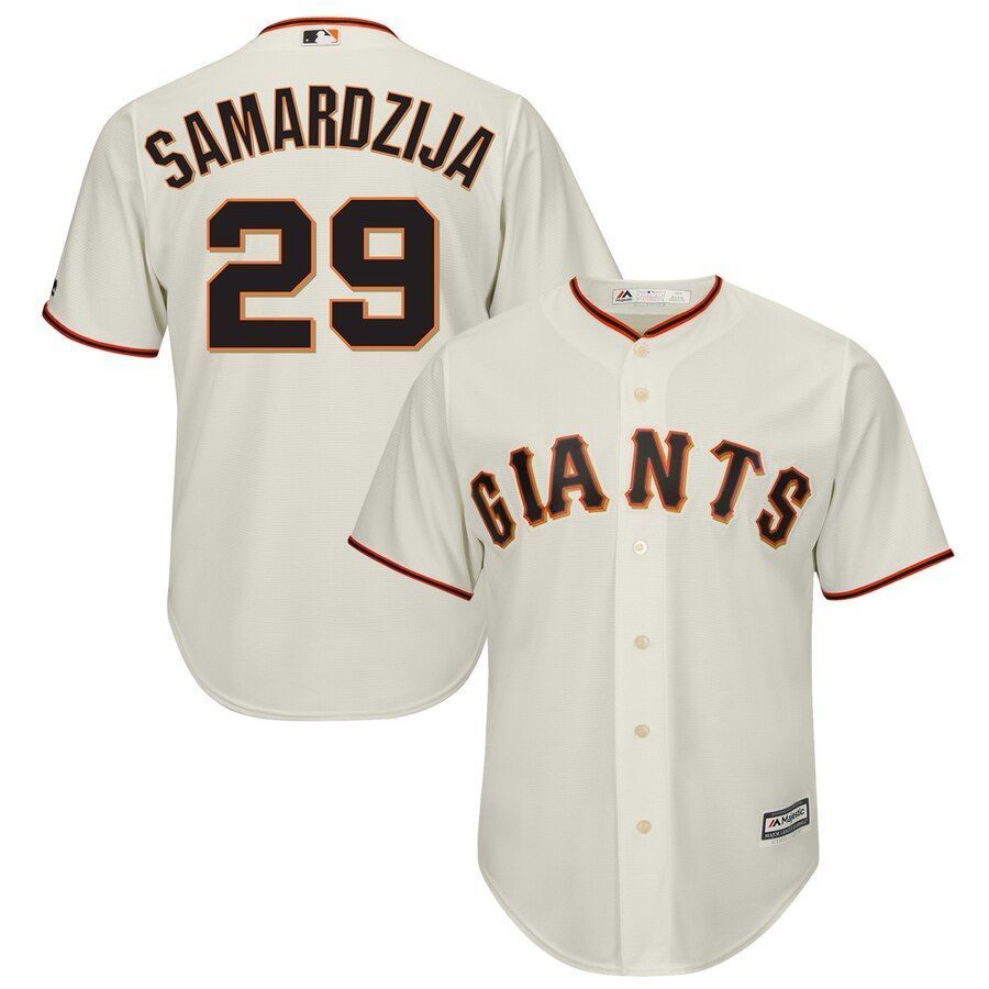 Jeff Samardzija San Francisco Giants Majestic Official Cool Base Player Jersey Cream 2019