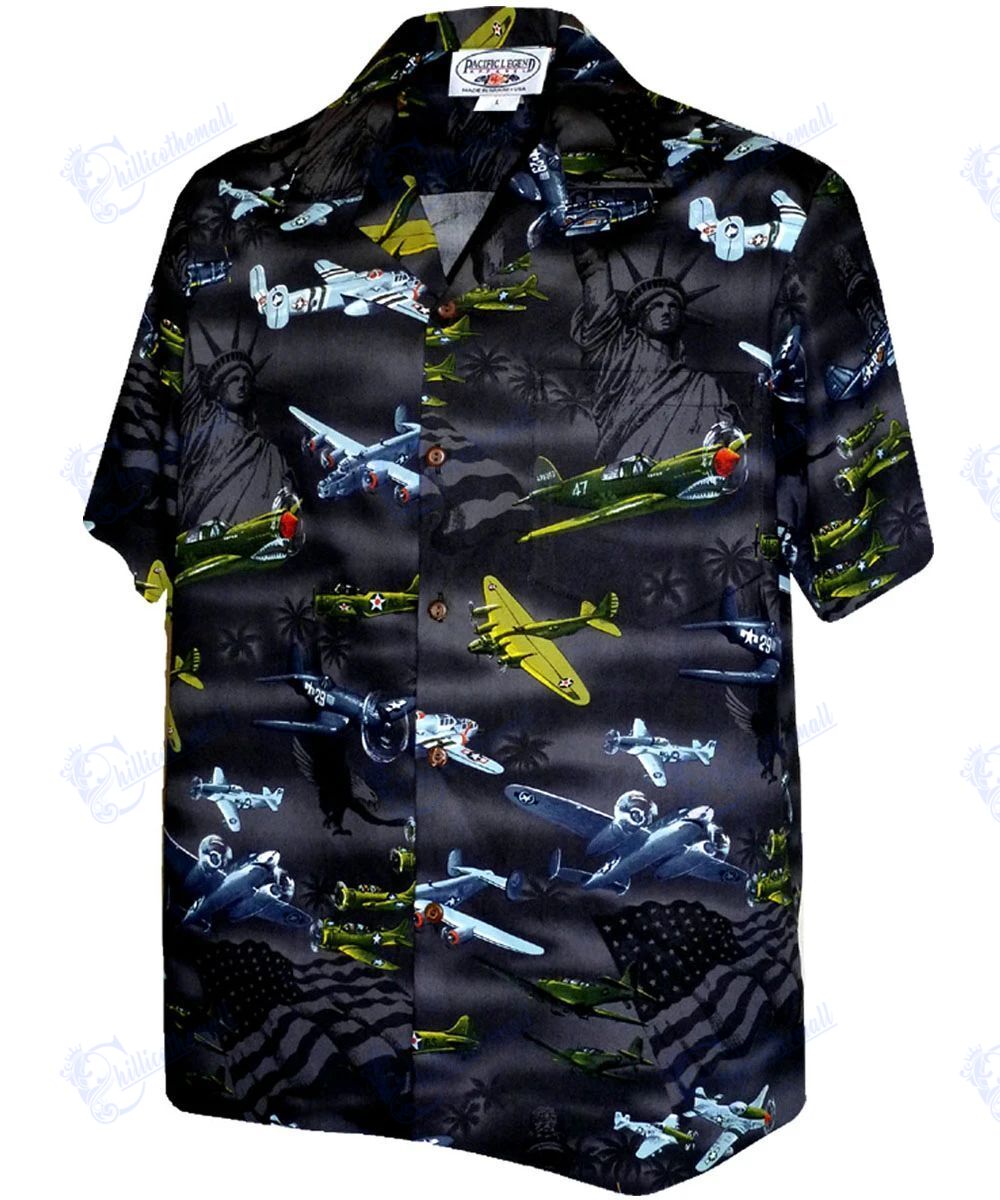 Vintage Wings Of Liberty Black Hawaiian Shirt