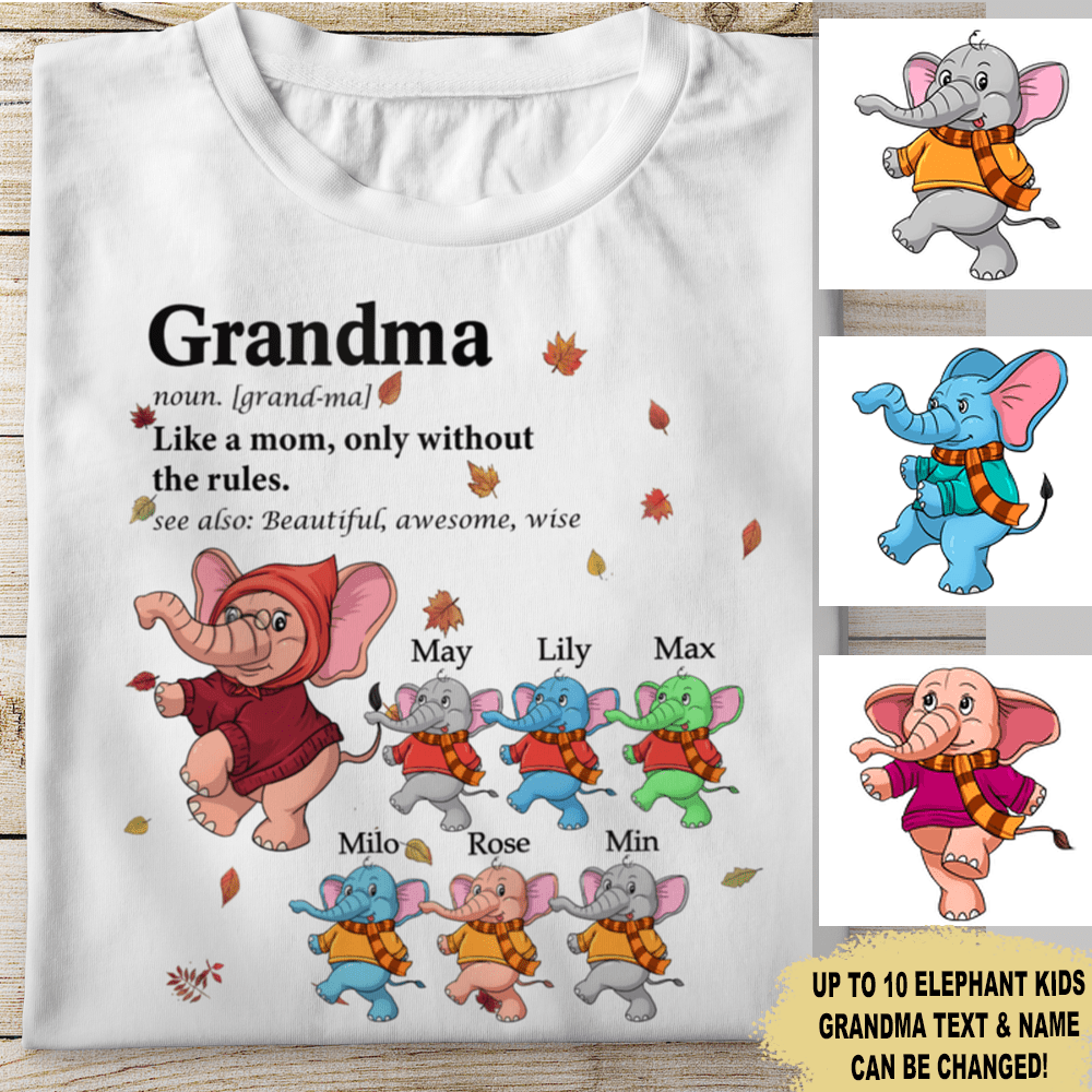 Grandma Awesome And Kids Elephant Family Shirt