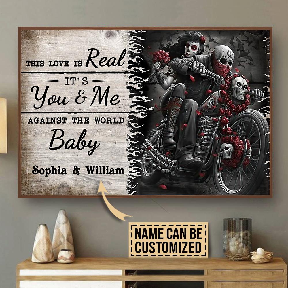 Aeticon Gifts Personalized Motorcycling This Love Is Real Canvas Mom Dad Gift Home Decor