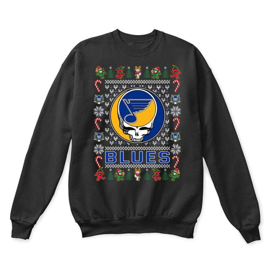 St. Louis Blues x Grateful Dead Christmas Ugly Sweater