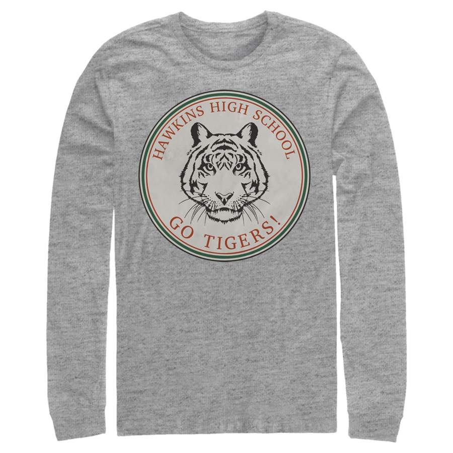 Stranger Things Men’s Hawkins High School Go Tigers  Long Sleeve Shirt