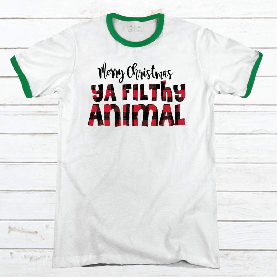 PLAID FILTHY ANIMAL Premium Christmas Ringer Tee