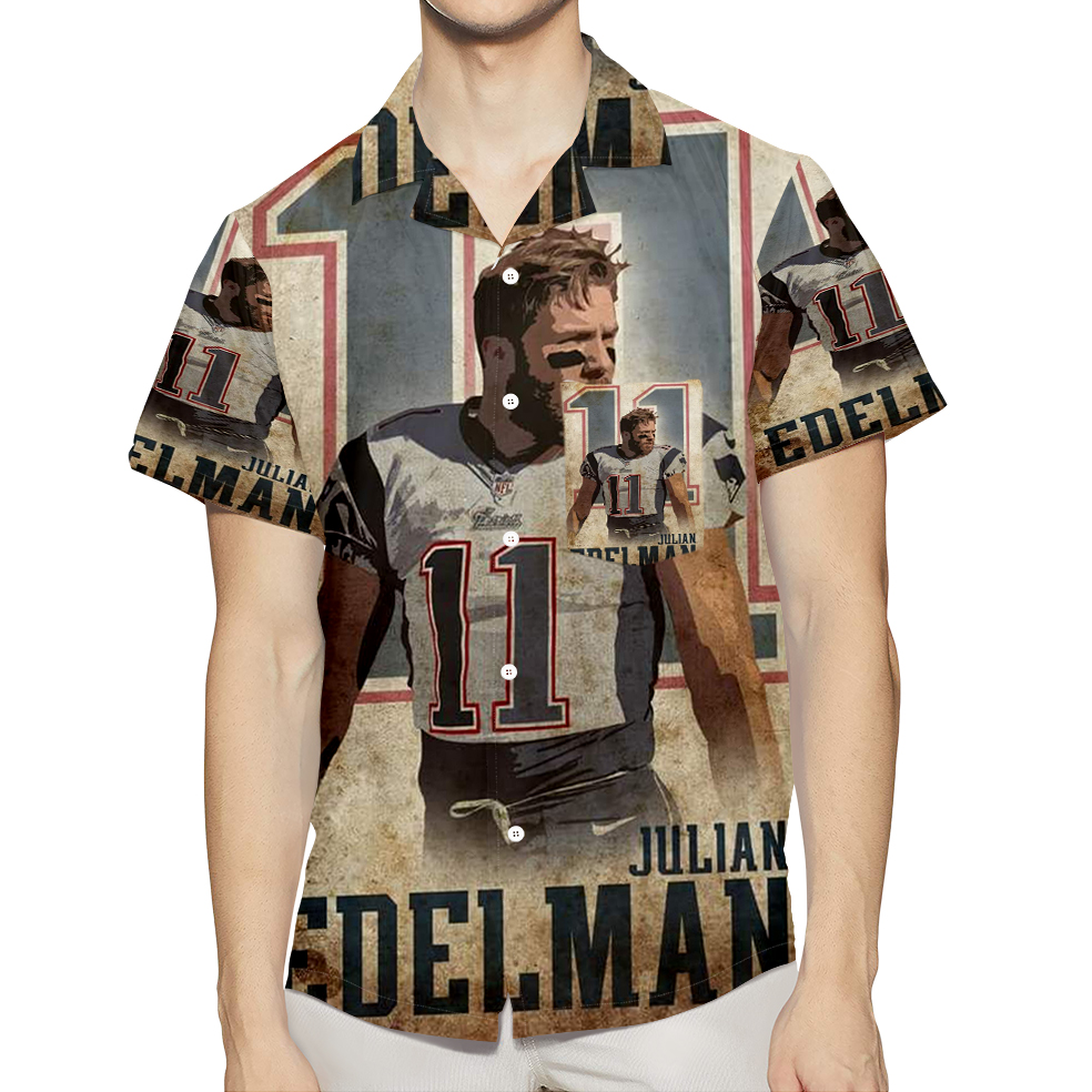 New England Patriots Julian Edelman8 3D All Over Print Summer Beach Hawaiian Shirt With Pocket