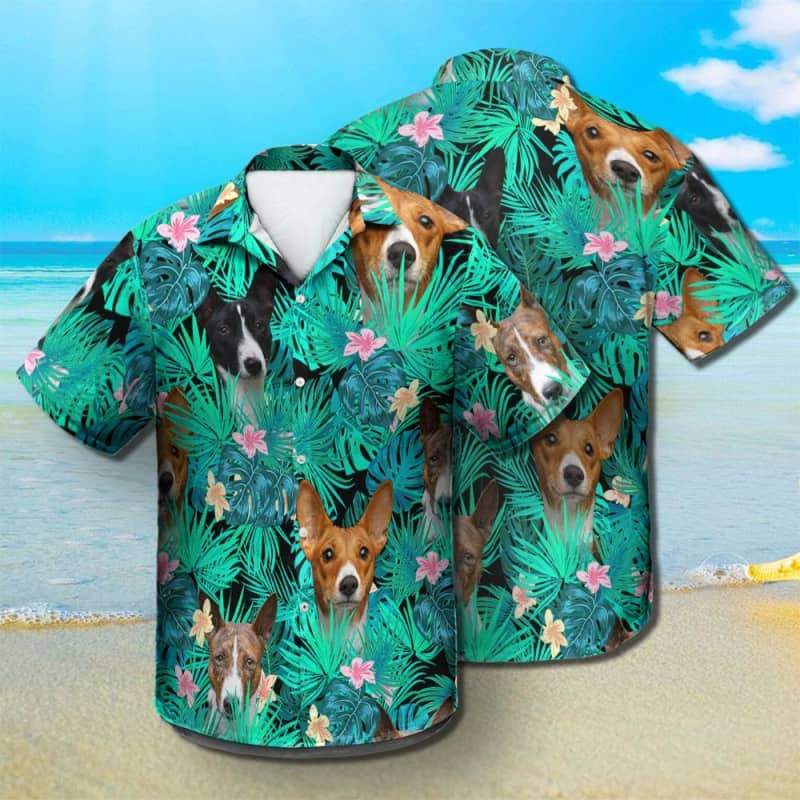 Basenji Hawaiian Shirt, Dog Summer Leaves Hawaiian Shirt, Unisex Print Aloha Short Sleeve Casual Shirt