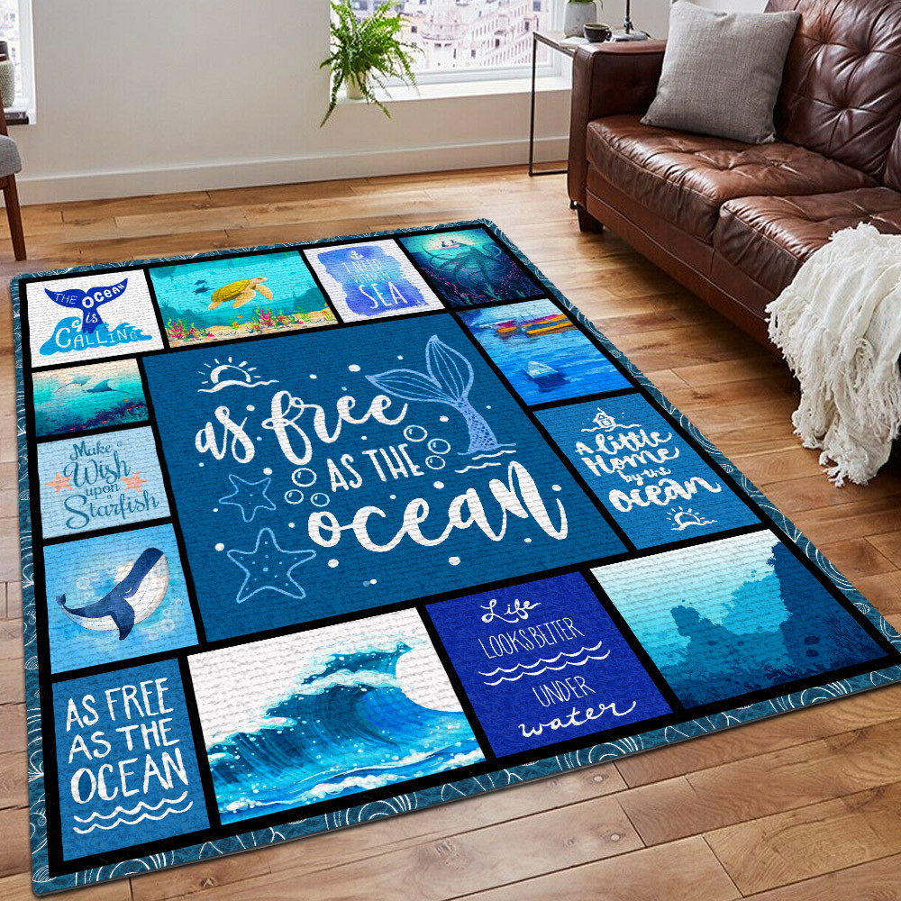 Ocean Printing Floor Mat Carpet, Ocean Rug, Gifts For Ocean