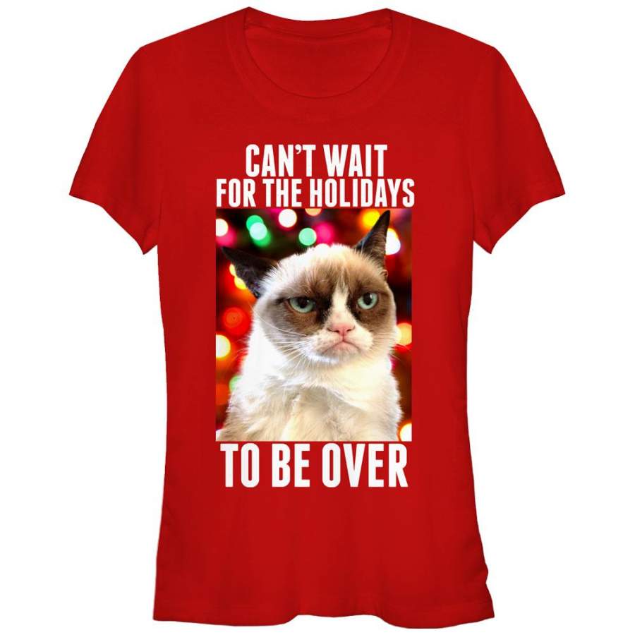 Grumpy Cat Junior’s Christmas Holidays Over  T Shirt Red