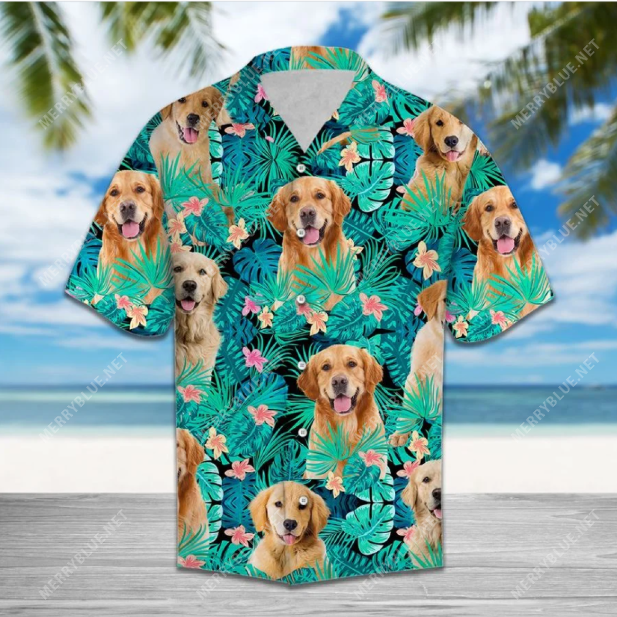 Golden Retriever Hide And Seek Unisex Hawaii Shirt Ha38903