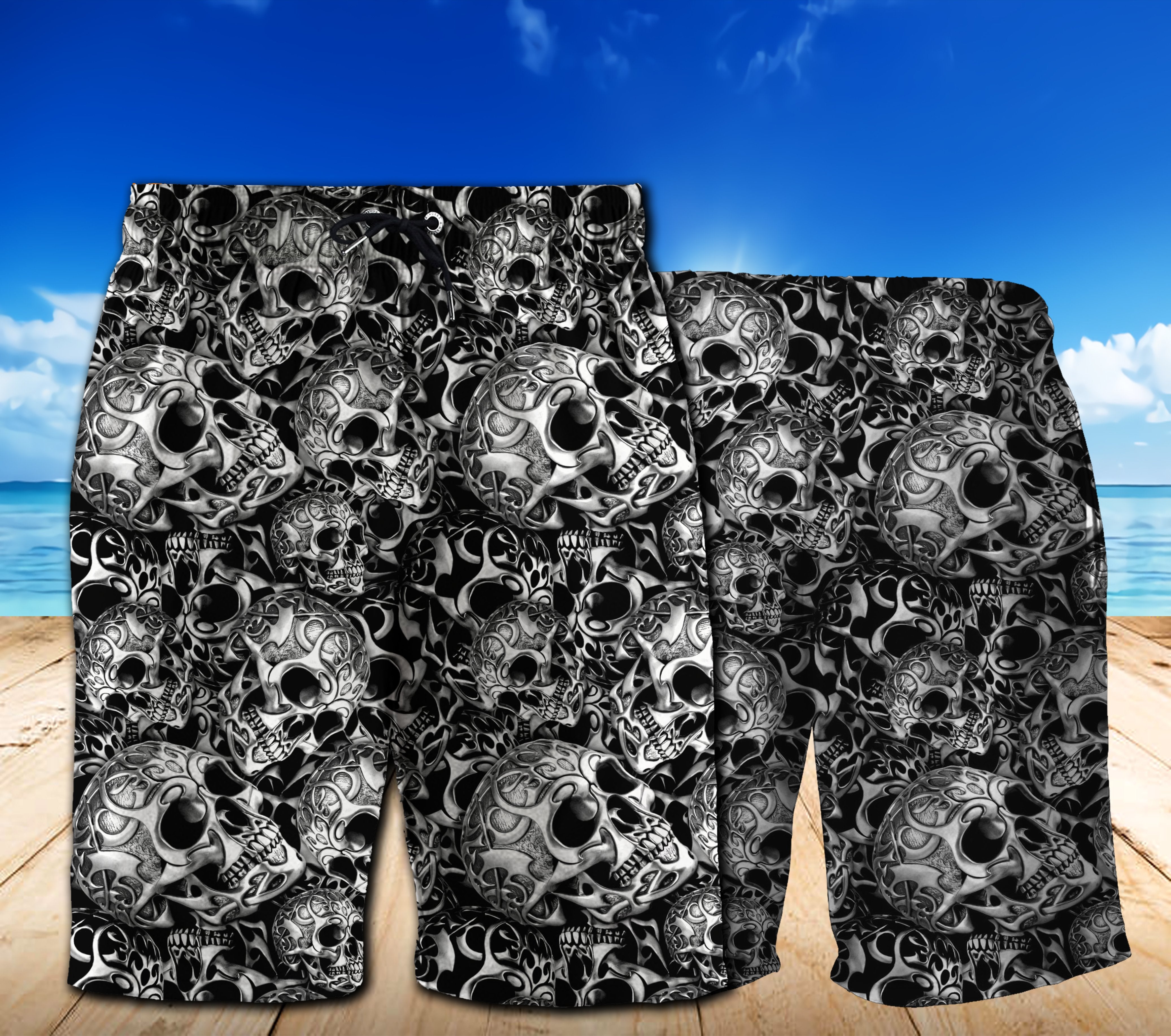 Tribal Skulls Hawaii Beach Shorts Colorful S Ha101976