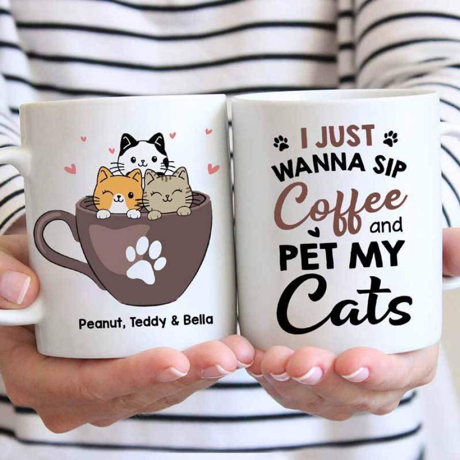 Sip Coffee And Pet Cats Personalized Mug